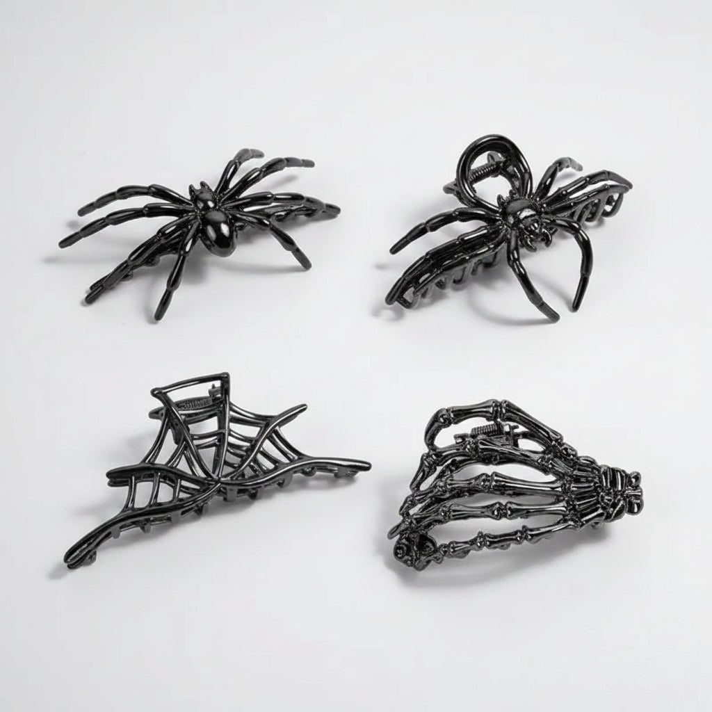 Gothic-Inspired Halloween Hair Clips with Spooky Design Elements