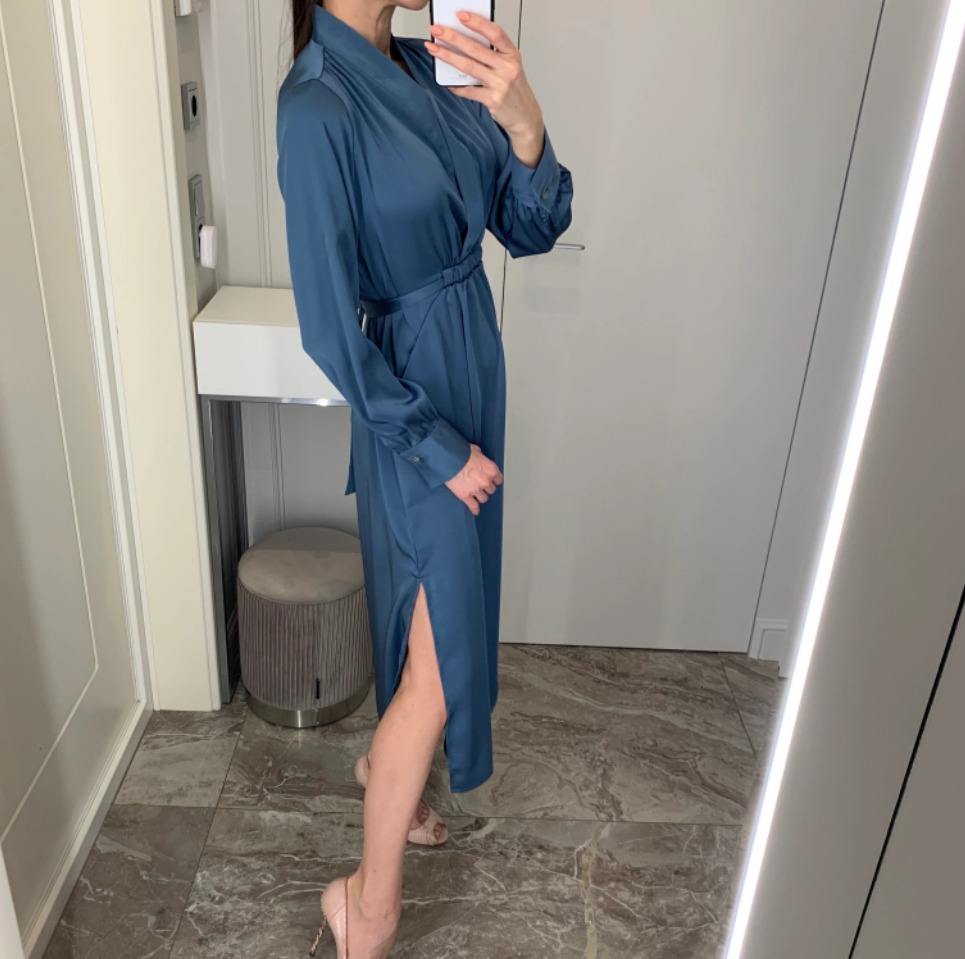 Long Sleeve Satin Dress for Women