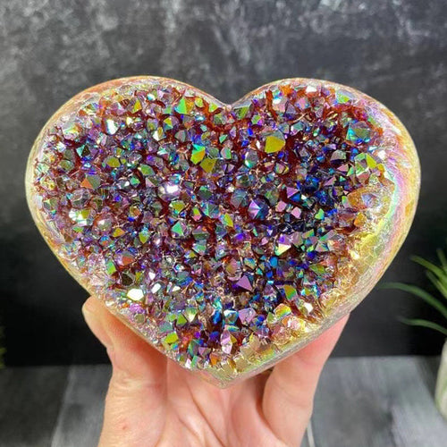 Heart-Shaped Crystal in Angel Aura Finish