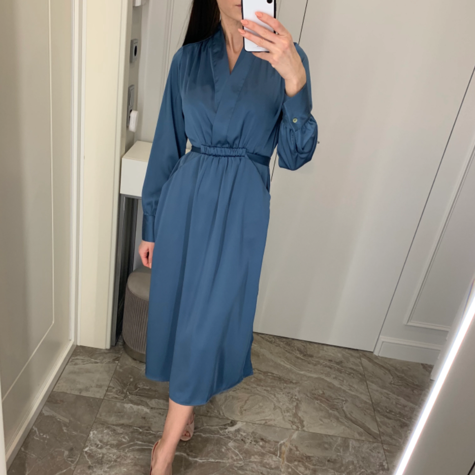 Long Sleeve Satin Dress for Women