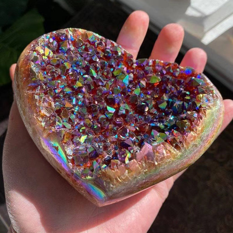 Heart-Shaped Crystal in Angel Aura Finish