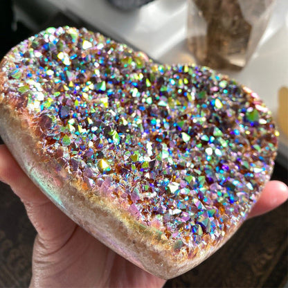 Heart-Shaped Crystal in Angel Aura Finish