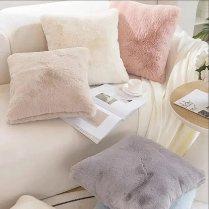 Ultra-Soft Rabbit Plush Pillow Cover | Warm & Luxurious | 45x45 cm for Bed & Sofa