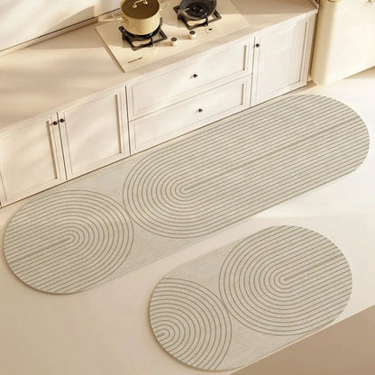 Super-Absorbent Kitchen Mat – Washable & Non-Slip – Oval Shape with Diatomaceous Earth Design for Bathroom & Kitchen