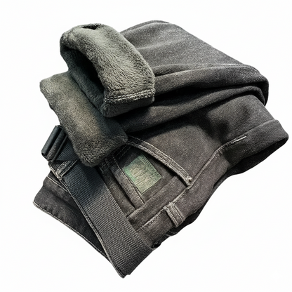 Casual Slim Fit Denim Trousers for Men - Warm Stretchy Vintage Style