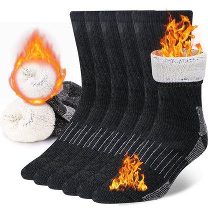3-Pack of Thick Warm Merino Wool Socks | Durable, Breathable | Great for Work, Hiking & Outdoor Use