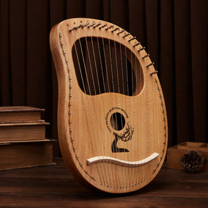 Elegant 16-String Lyre Harp with Metal Strings, Tuning Tool, Extra Strings, Guide, and Carrying Bag for All Skill Levels