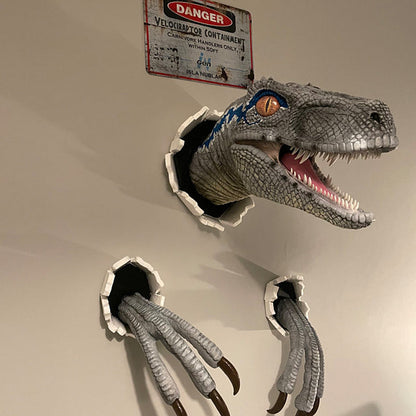 Wall Decor Featuring Bursting Velociraptor Design