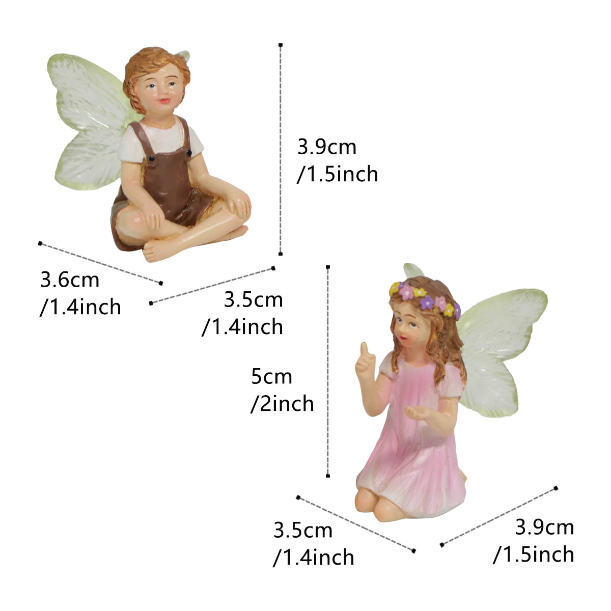 Mini Fairy Figurines Set of 2 | Resin Garden & Table Decor | Enchanting Outdoor Ornaments