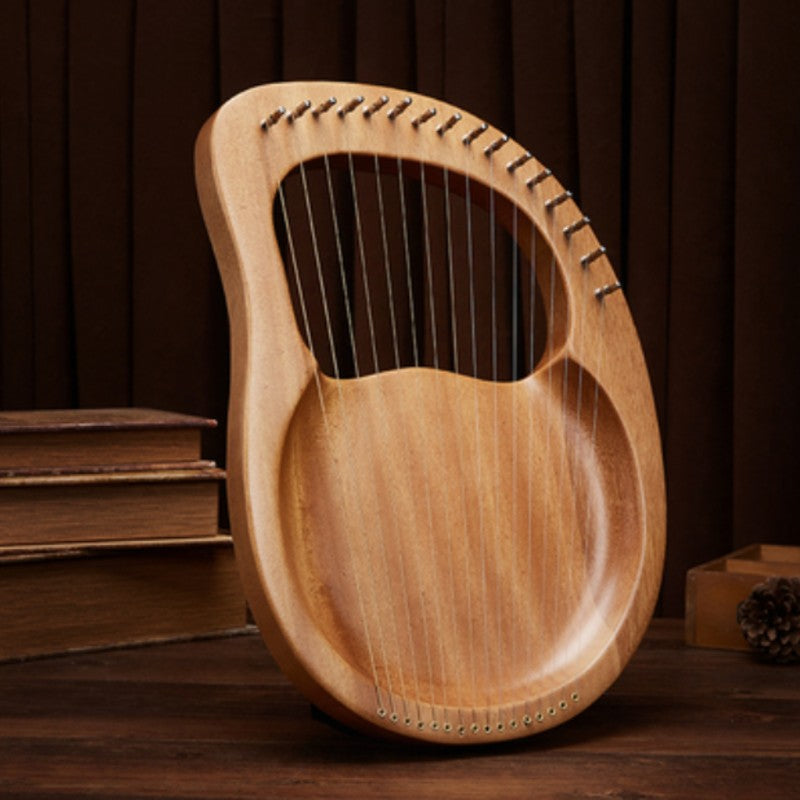 Elegant 16-String Lyre Harp with Metal Strings, Tuning Tool, Extra Strings, Guide, and Carrying Bag for All Skill Levels