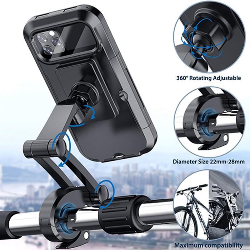 Waterproof Phone Mount with USB and 15W Wireless Charger for Bicycles