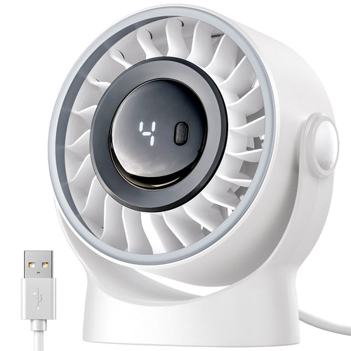 Desktop Fan with 4 Speeds and Smart LED Display – USB Rechargeable