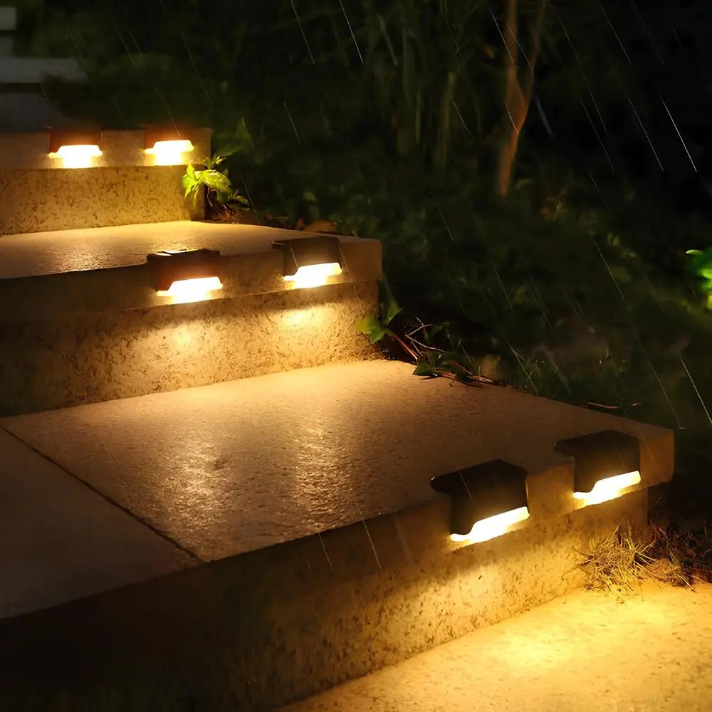 Solar-Powered LED Step Lights for Outdoor Stairs, Garden Paths, and Patios