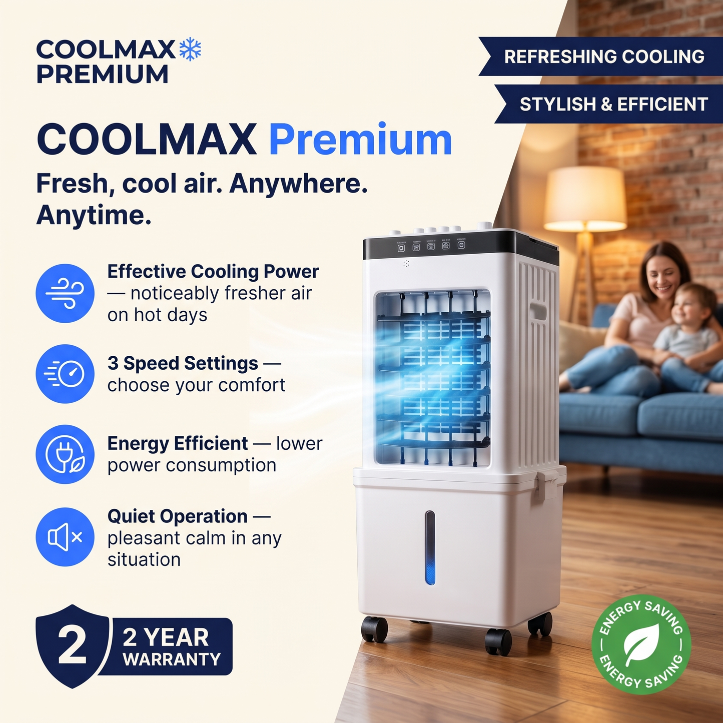 Portable Air Cooler for Comfortable Cooling – No Installation Needed