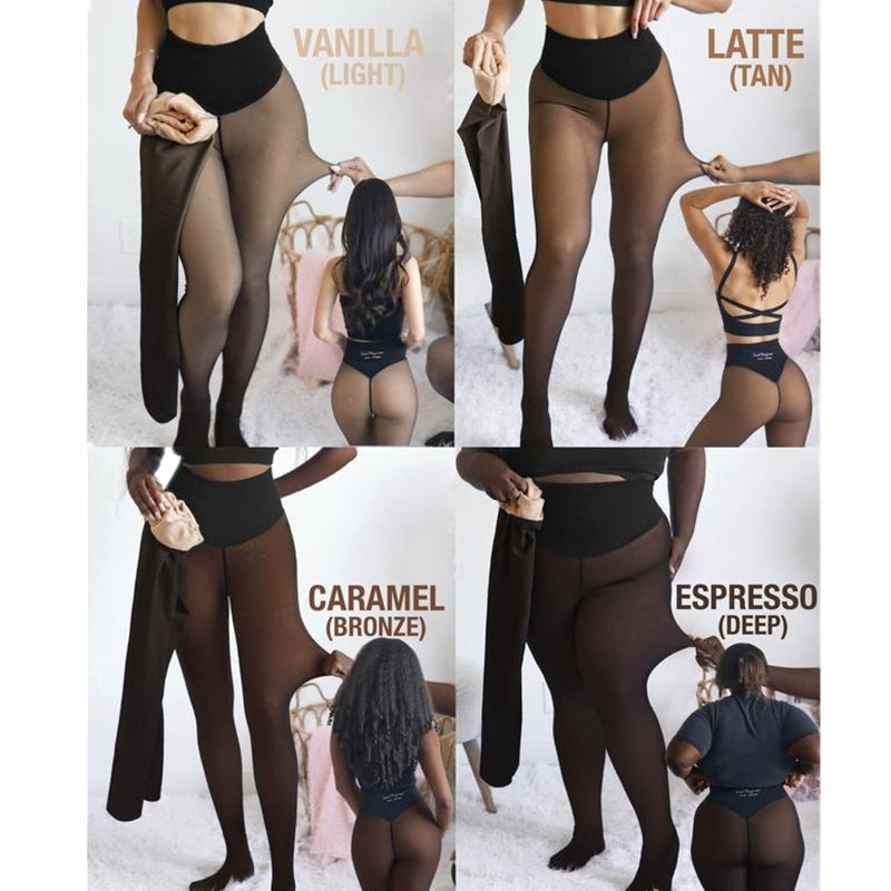 Fleece-Lined Warm Leggings with High Waist for a Slim Fit