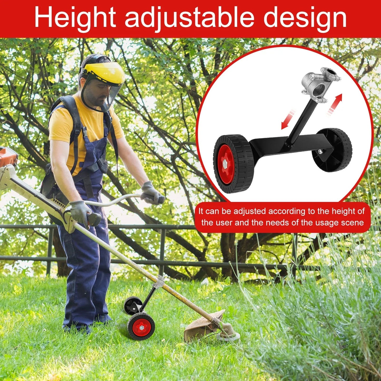 Adjustable Support Wheel for Lawn Trimmers – 2.3–2.8 cm FlexWheel
