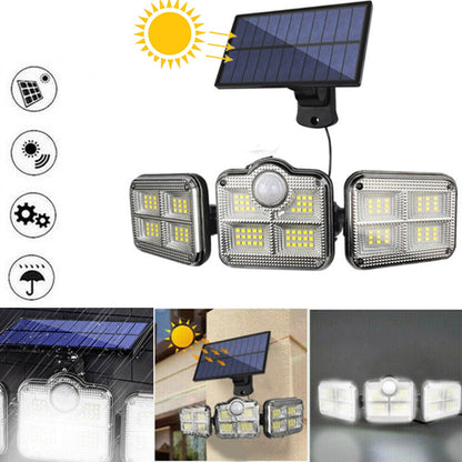 Triple-Head Solar-Powered LED Wall Light