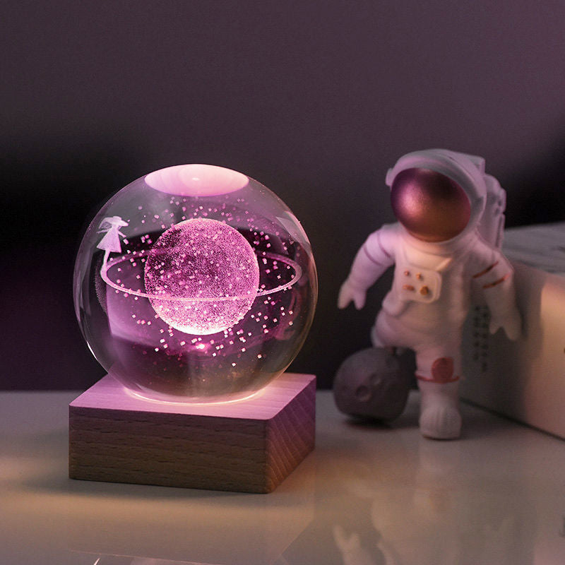 Night Light with 3D Galaxy Crystal Ball Design