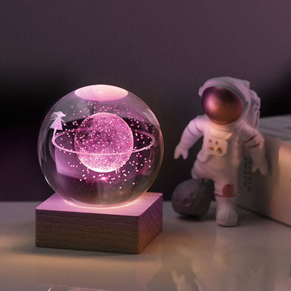 Night Light with 3D Galaxy Crystal Ball Design