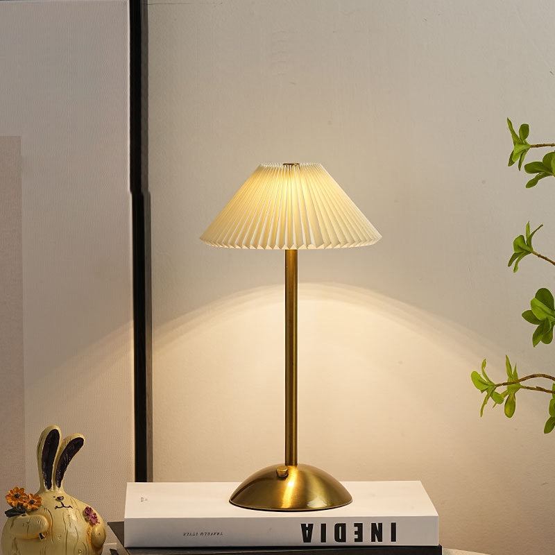 Fabric Table Lamp with Brass Cone Shade