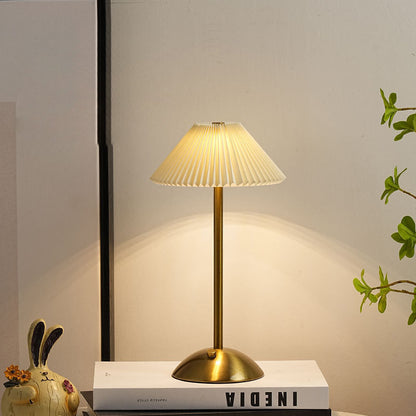 Fabric Table Lamp with Brass Cone Shade