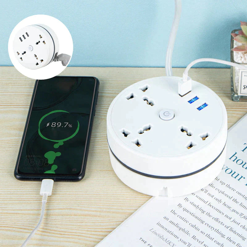 Compact Retractable Power Hub for All Your Charging Needs