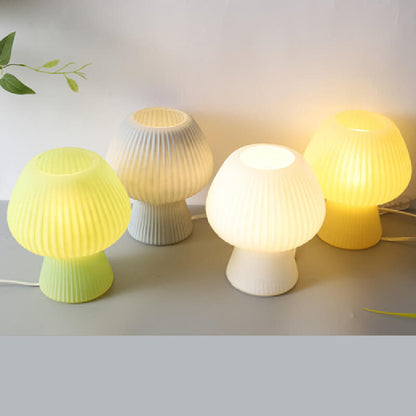 Sturdy Glass Table Lamp with Minimalist Mushroom Design for Bedside