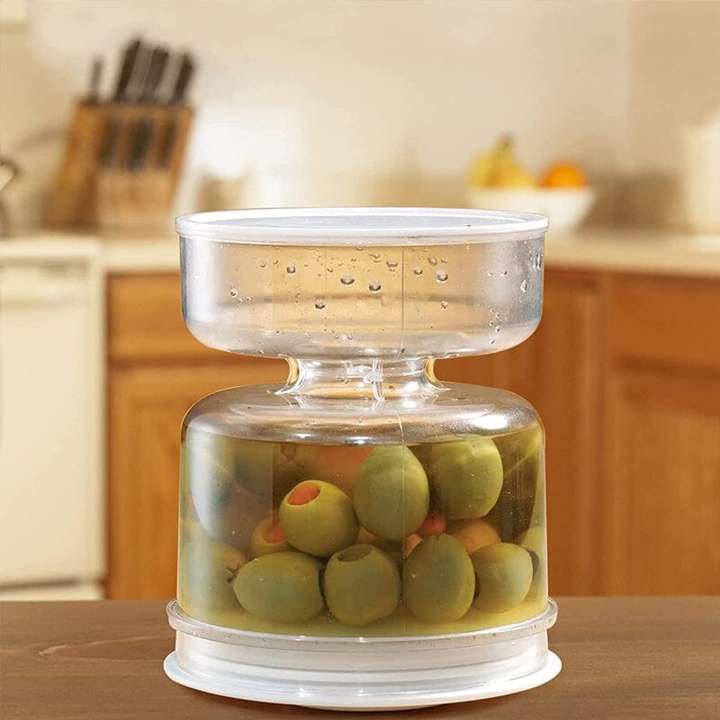 Pickle and Olive Jar Container with Strainer