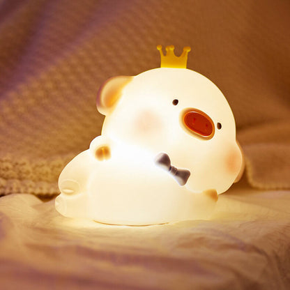 Charming Silicone LED Night Light in Pig Shape - Contemporary Table Lamp