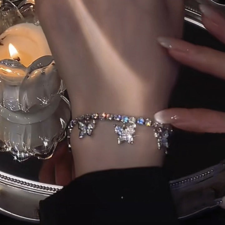 Elegant Zircon Butterfly Cuff Bracelet