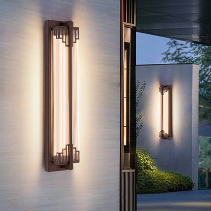 Waterproof Rectangular LED Wall Light with Stainless Steel and Glass for Outdoor Use