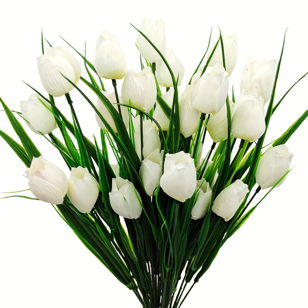 6-Pack Artificial Tulip Bouquets – UV-Resistant and Realistic for Home and Garden Decor
