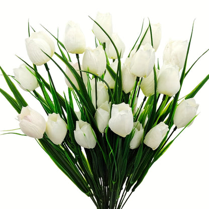 6-Pack Artificial Tulip Bouquets – UV-Resistant and Realistic for Home and Garden Decor