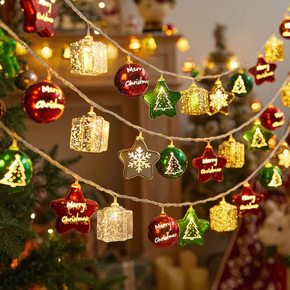 Christmas String Lights | 1 m / 3 m | 10 / 20 LEDs | Santa, Snowman & Candy Cane Design | Warm White & Battery Powered