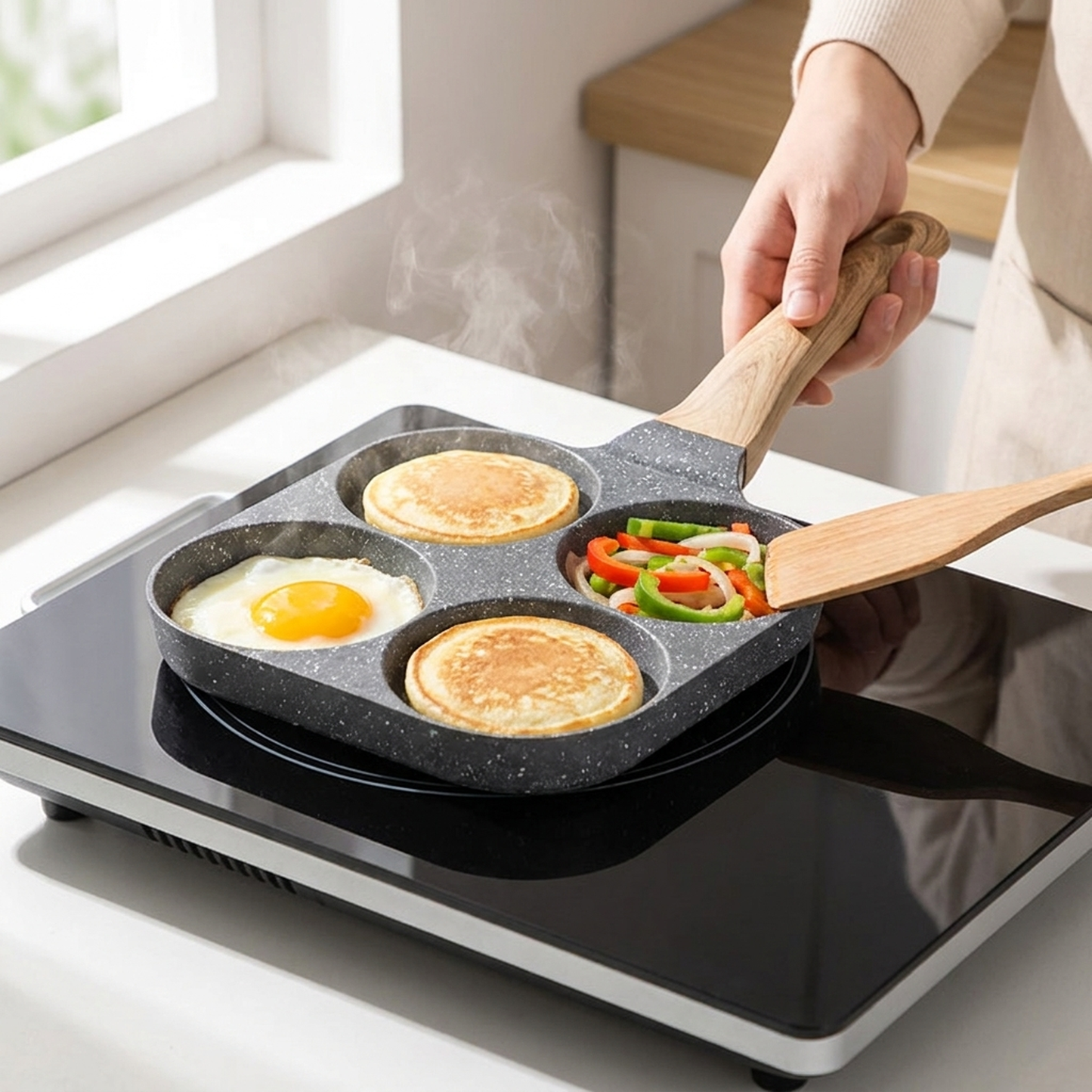 Divided Frying Pan for Easy Daily Cooking