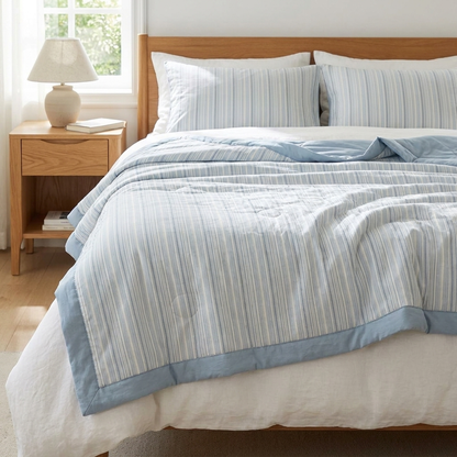 Blue Striped Blanket for Unique Bedding – Lightweight and Cozy