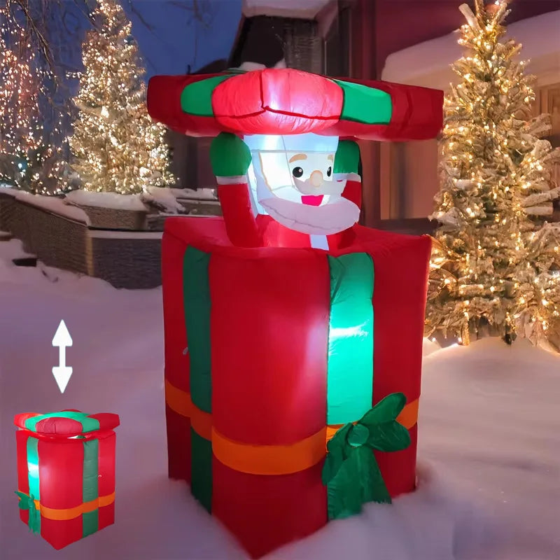 Inflatable Christmas Figure - 1.5m Tall with Gift Box & Motion Feature, Outdoor Lighting with EU Plug