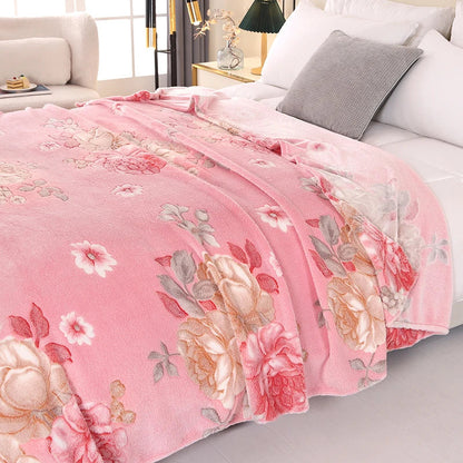 Cozy Floral Blanket | Soft Home Throw for Bed, Sofa & Travel | Skin-Friendly & Vibrant Colors