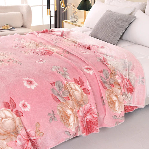Cozy Floral Blanket | Soft Home Throw for Bed, Sofa & Travel | Skin-Friendly & Vibrant Colors
