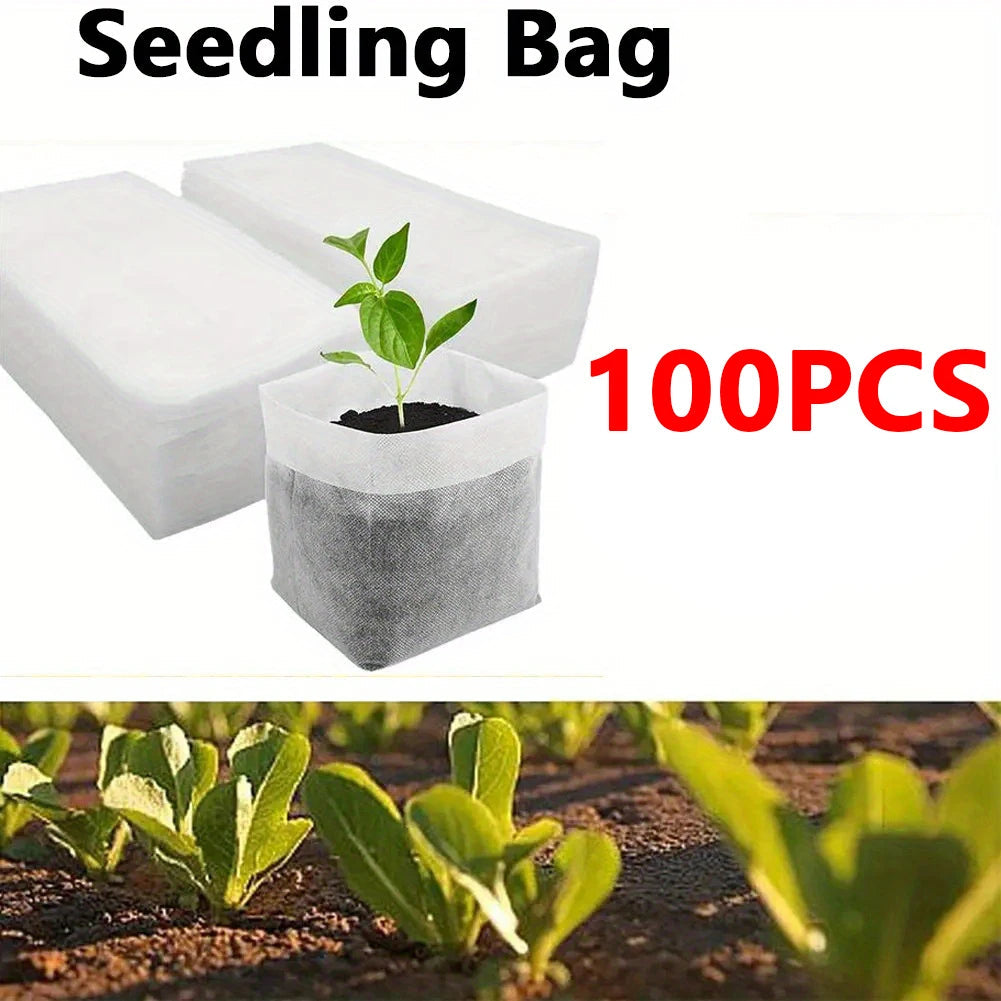 100 Organic Seedling Bags | Plant Propagation | Reusable Fabric Pots for Garden & Home