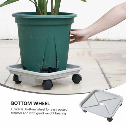 Plant Roller with Drip Tray | Square Mobile Plant Stand | Sturdy and Easy to Move