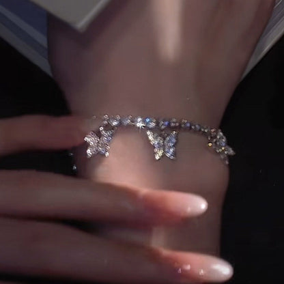 Elegant Zircon Butterfly Cuff Bracelet