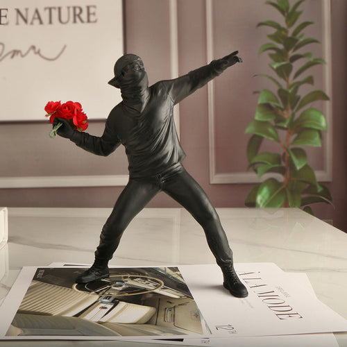 Flower Rioter Sculpture by Banksy | Decorative Art Piece