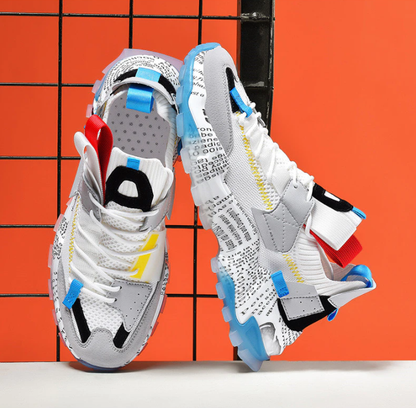 Men's Sneakers with Mesh Design and Script Detail