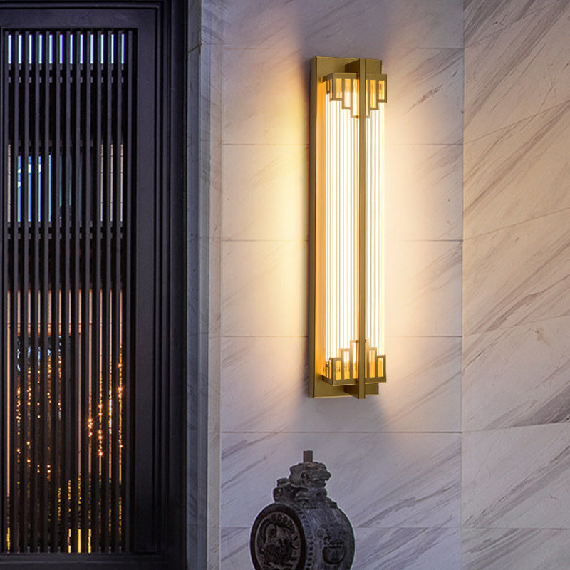Waterproof Rectangular LED Wall Light with Stainless Steel and Glass for Outdoor Use