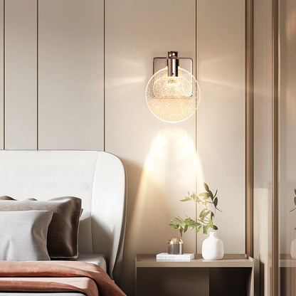 Modern Bedside Lamp - Round LED Wall Sconce in Crystal Design