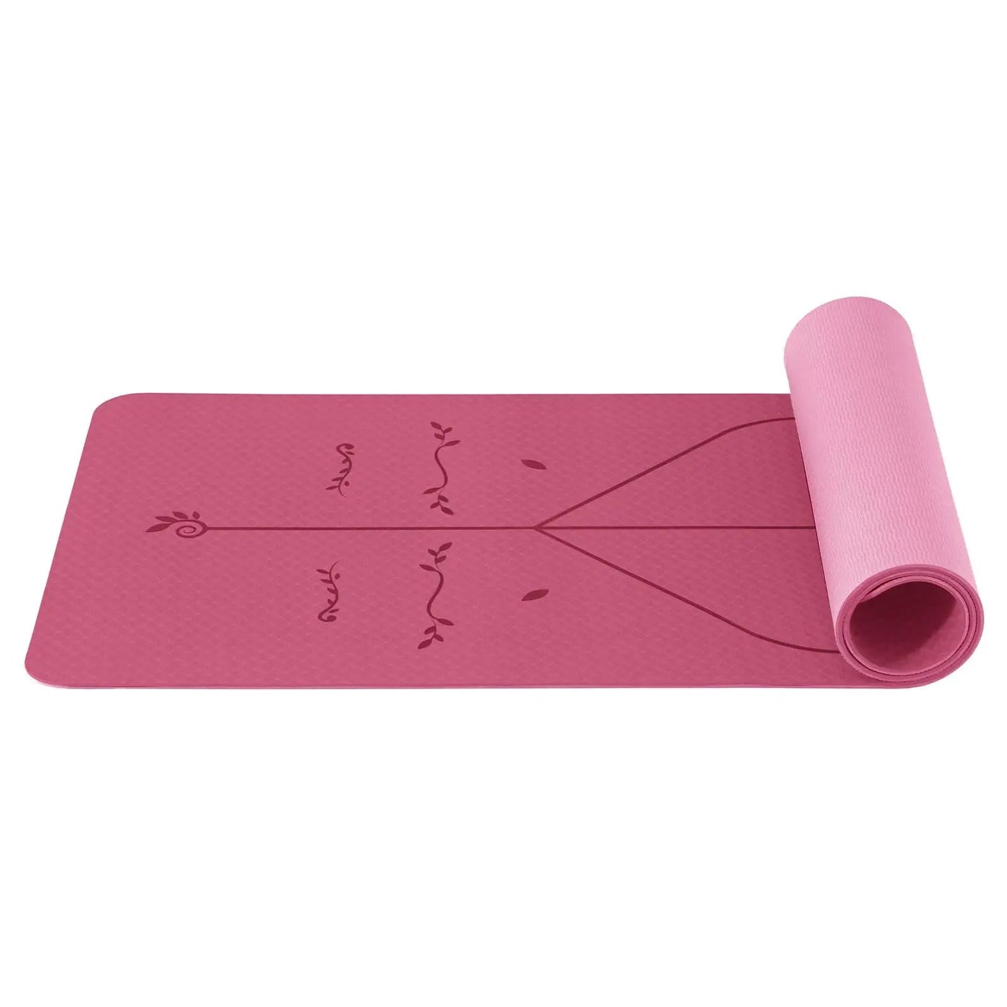 Non-Slip Pilates and Fitness Mat | Skin-Friendly TPE | 183 × 61 × 0.6 cm | With Alignment Lines
