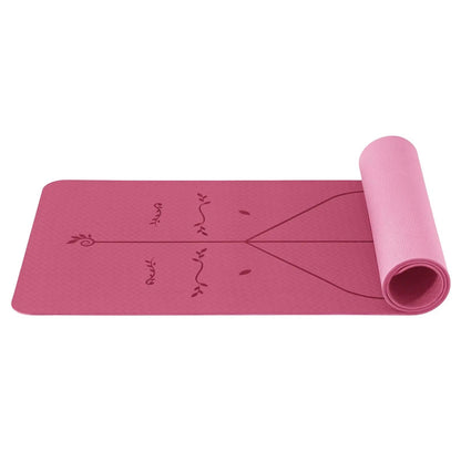 Non-Slip Pilates and Fitness Mat | Skin-Friendly TPE | 183 × 61 × 0.6 cm | With Alignment Lines