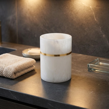 Modern Bathroom Decorative Cup with Gold Accent