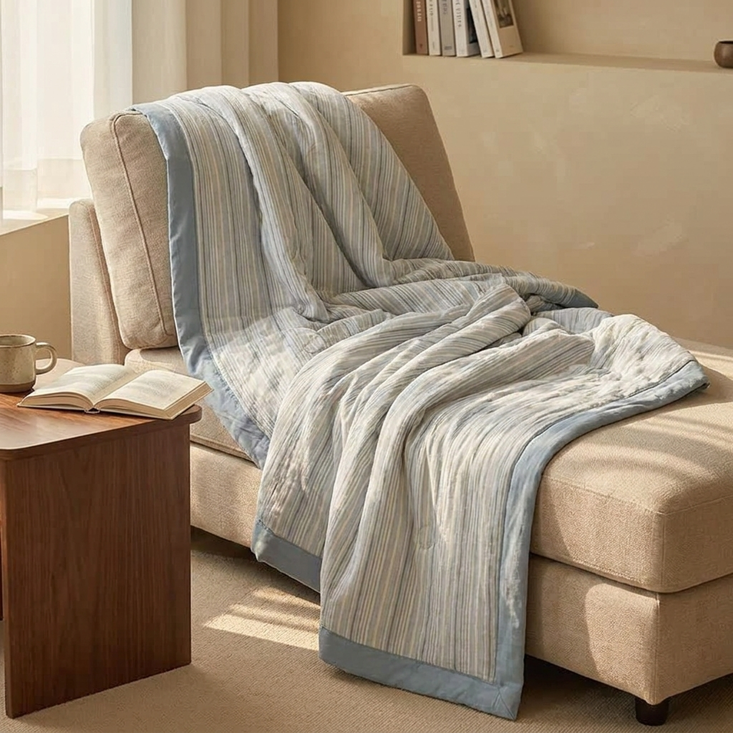 Blue Striped Blanket for Unique Bedding – Lightweight and Cozy
